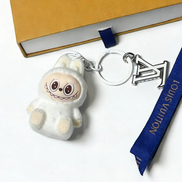 LV White Wool Labubu Charm