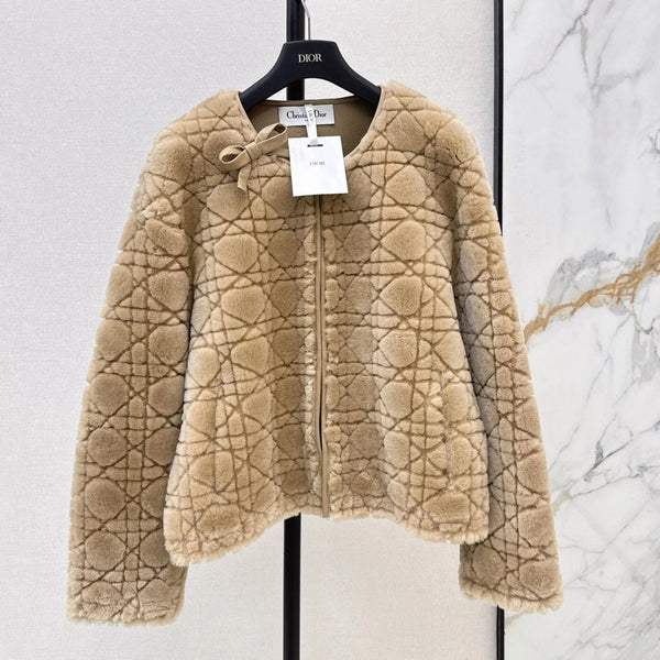 CD 2026 Cannage Pattern Fur Coat 787415