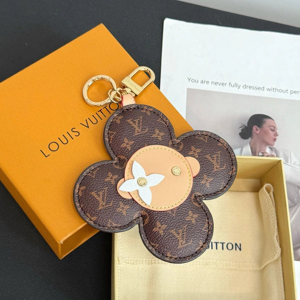 LV Vivienne Head Bag Charm in Monogram Brown Beige White Canvas
