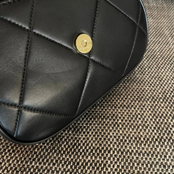 CC 2026 Vintage Coco Matelasse Flap Bag With Chain 22cm Black Calfskin
