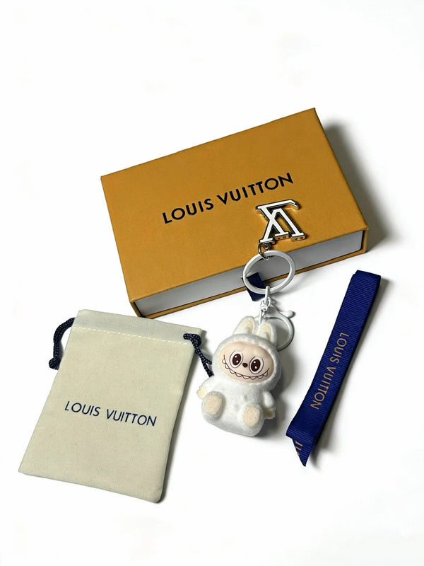 LV White Wool Labubu Charm