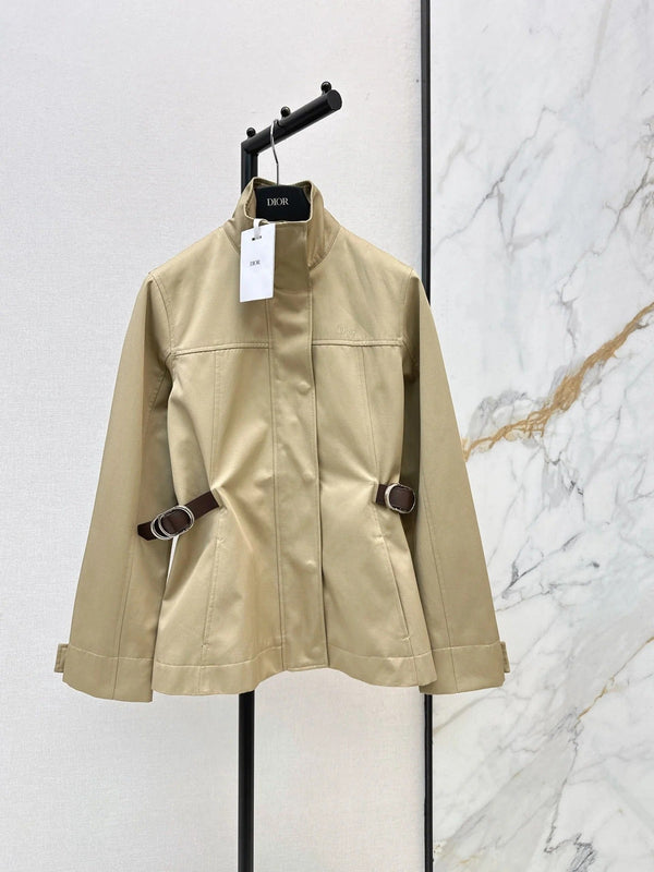 CD 2026 Mid-Length Trench Coat with Double-Sided Leather Belt Cotton 776504