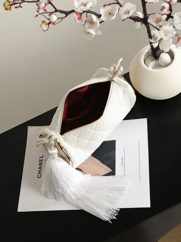 CC 2026 Clutch With Strap 23.5cm White Velvet Leather