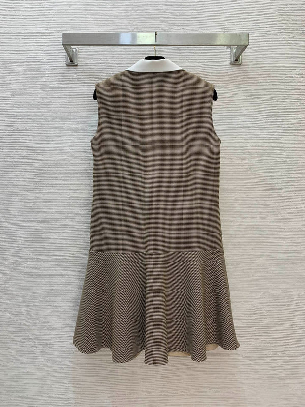 Miu 2026 Polo Mini Dress Beige Wool Blend Fabric 420341