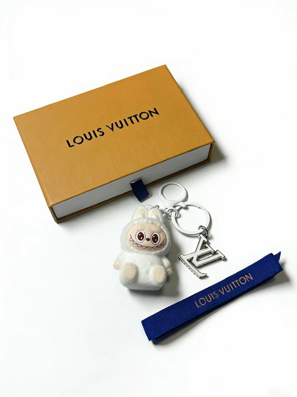 LV White Wool Labubu Charm