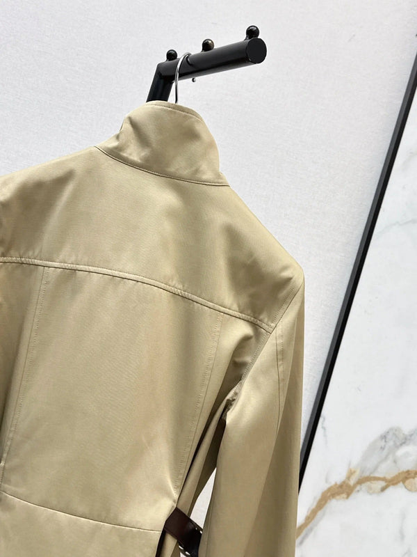 CD 2026 Mid-Length Trench Coat with Double-Sided Leather Belt Cotton 776504
