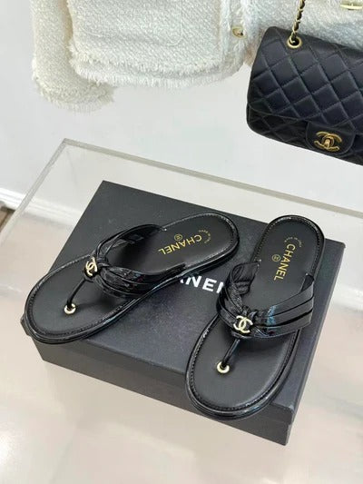 Chanel 2026 Flip-slop Sandal Black Lambskin