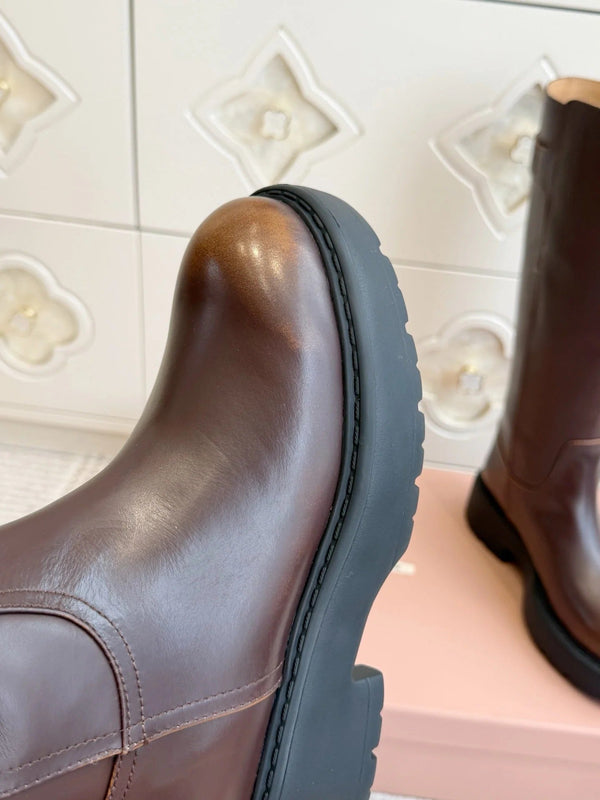 Miu 2026 Buckle-Detail Knee-High Boots Leather 955680
