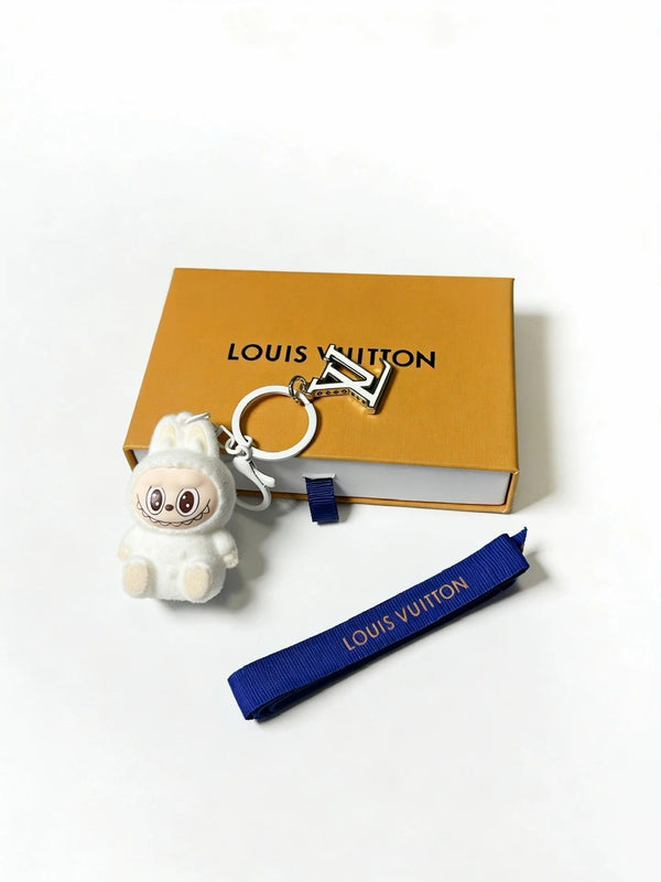 LV White Wool Labubu Charm