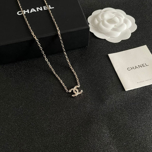 CC Vintage Double C Gold Diamond Necklaces