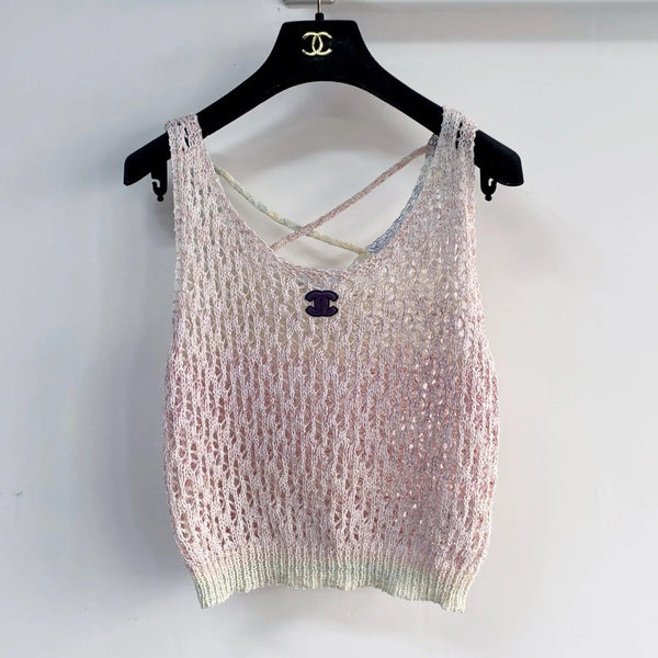 Chanel 2026 Vest Pink and Gray Wool Cashmere 166789