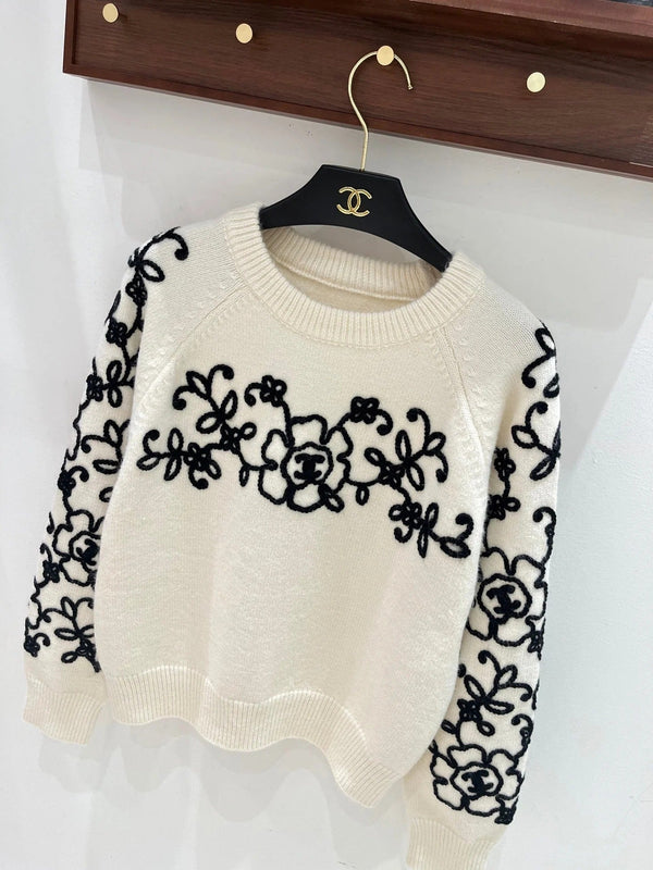 Chanel 2026 Floral Embroidery Sweater Wool 244912