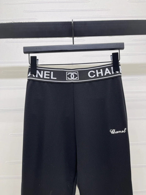 Chanel 2026 Webbing Letter Flared Pant Black White Cotton Polyamide 363365