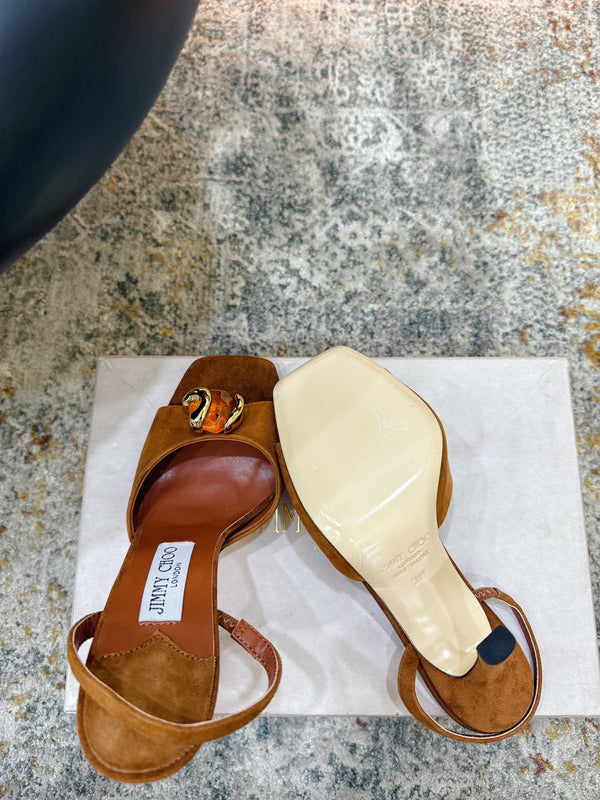 JC 26s Emani 100 Sandals 10cm Tan Suede 996790