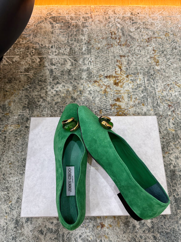 JC 26s Margot Ballet Flat Green Suede 996479