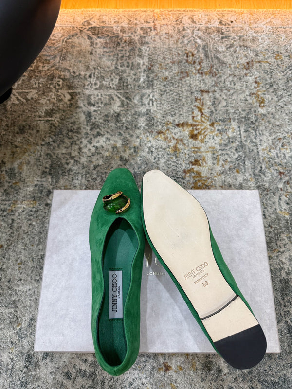 JC 26s Margot Ballet Flat Green Suede 996479