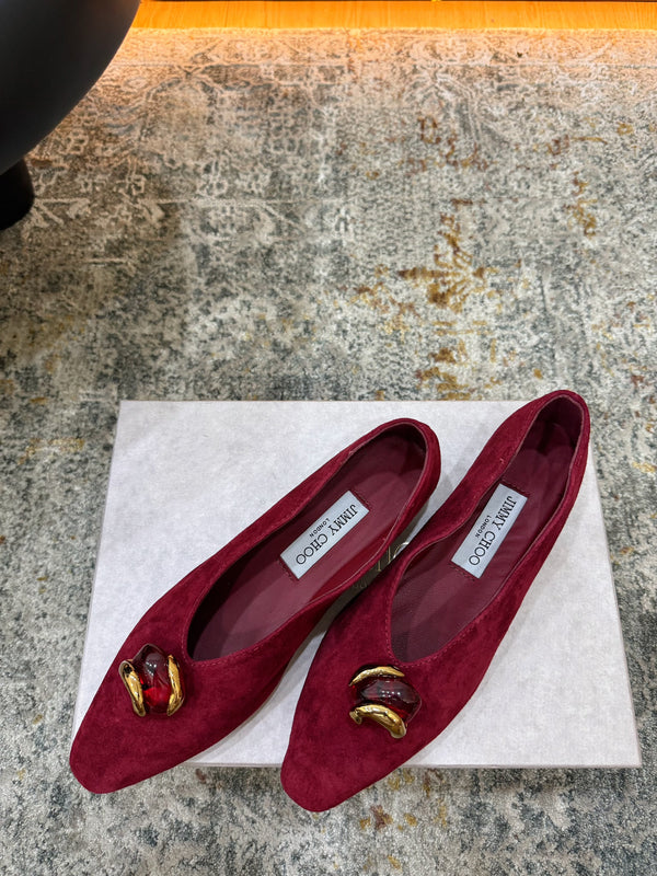 JC 26s Margot Ballet Flat Burgundy Suede 996483