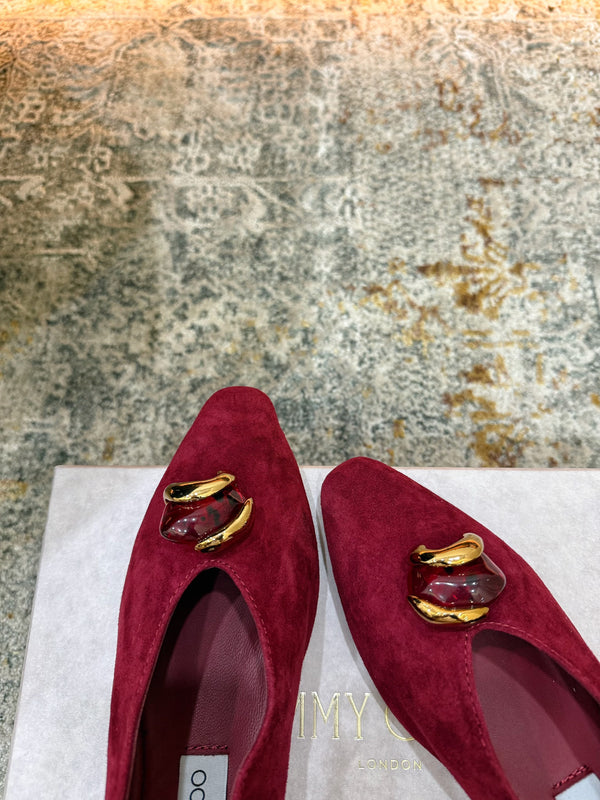 JC 26s Margot Ballet Flat Burgundy Suede 996483