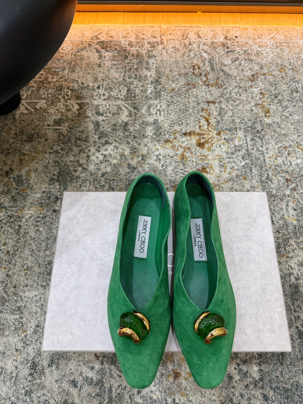 JC 26s Margot Ballet Flat Green Suede 996479