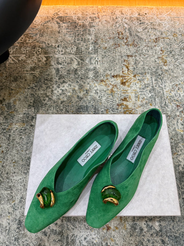 JC 26s Margot Ballet Flat Green Suede 996479