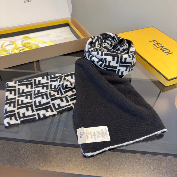 FF 180CM Two-tone White Black Wool Cashmere 103885