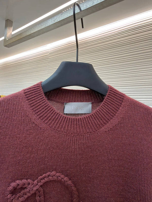 Dior 2025 Ribbon Knit Sweater Burgundy Wool 746473
