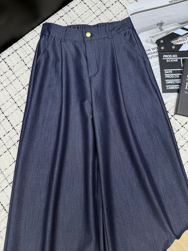 Prad 26S Indigo Denim Cotton Wide Leg Pants 428131