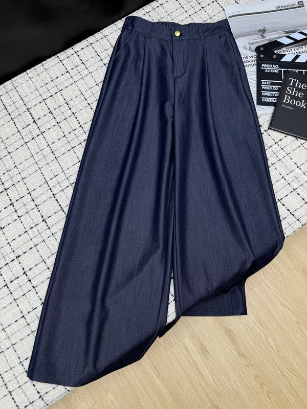 Prad 26S Indigo Denim Cotton Wide Leg Pants 428131
