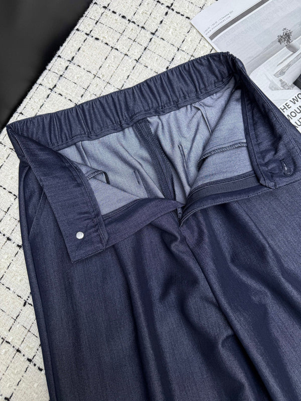 Prad 26S Indigo Denim Cotton Wide Leg Pants 428131