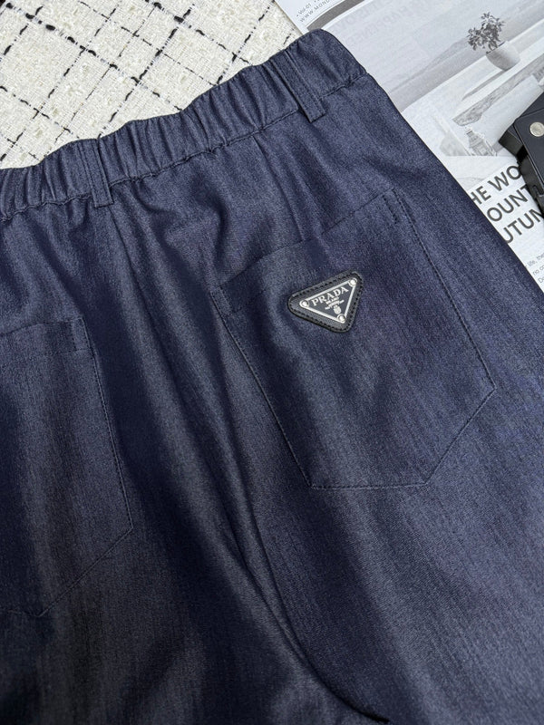 Prad 26S Indigo Denim Cotton Wide Leg Pants 428131