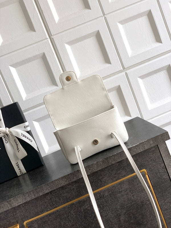 CC 26s Preppy Coco Bag 17cm White Caviar Leather GHW