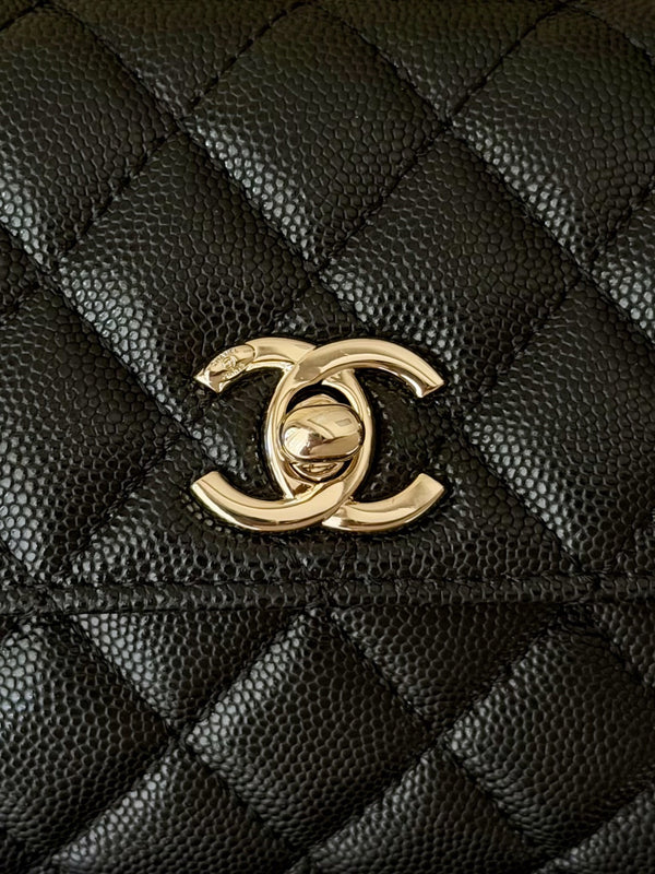 CC 26s Mini Flap Bag 14.5cm with Top Handle Black Caviar Leather