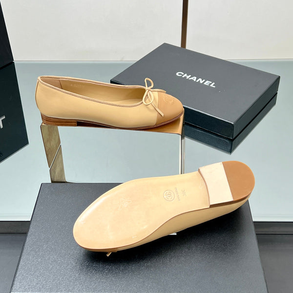 CC Ballet Flats 20mm Beige Sheepskin Mix Gold Pattern 266678