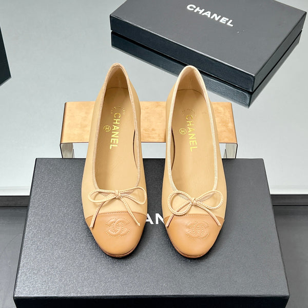 CC Ballet Flats 20mm Beige Sheepskin Mix Gold Pattern 266678