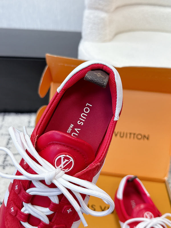 LV Sneakerina Sneaker Red White Suede Leather 616976