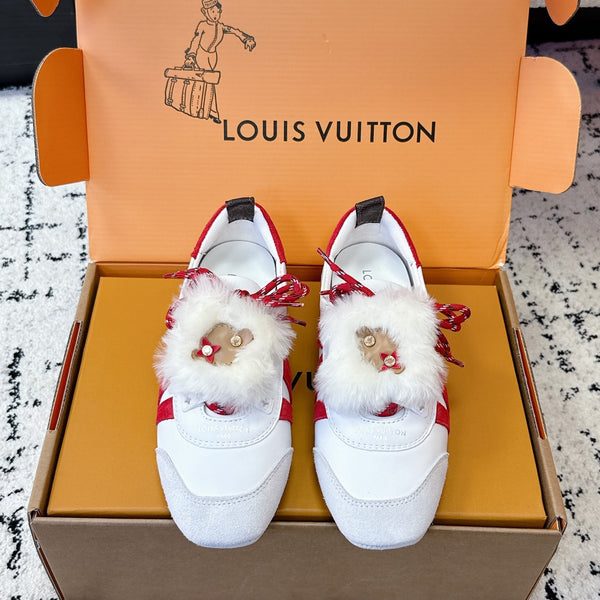 LV Sneakerina Sneaker With Vivienne White Red Suede 616978