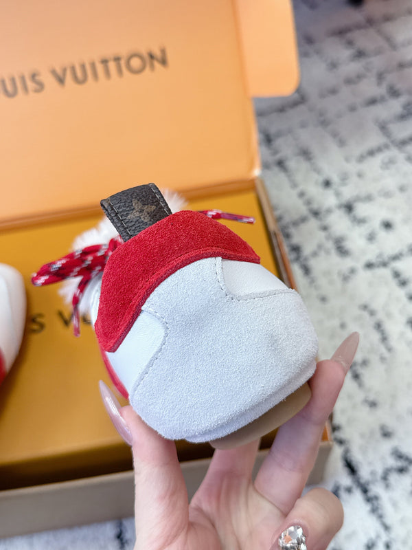 LV Sneakerina Sneaker With Vivienne White Red Suede 616978