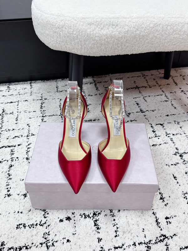 Jimmy 26 Stevie Pump 10cm Red Crystal Satin 679252