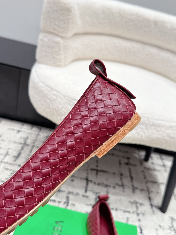 BV Charlotte Ballet Flat Burgundy Woven Leather 769997