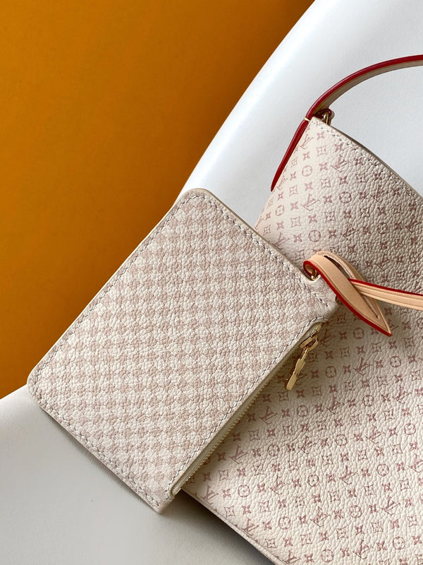 LV M15130 All In BB 16cm Sand Color Romance Pattern Cowhide GHW