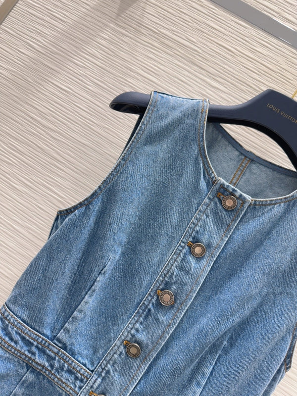 LV 25 Denim Dress With Pocket Blue Cotton