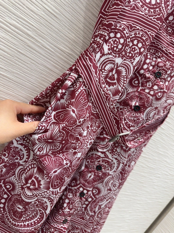 CD 2025 Floral Dress Red Cotton