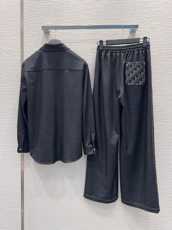 CD Wide-Leg Drawstring Dark Grey Polyester Viscose 351288