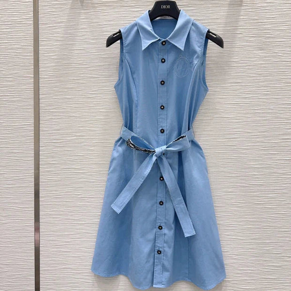 CD 2026 Vest Dress Blue Cotton 384557