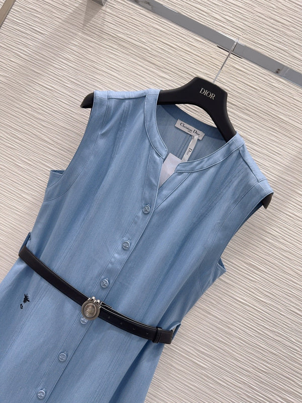 CD 26s Sleeveless Shirt Dress Light Blue Cotton Viscose 395003