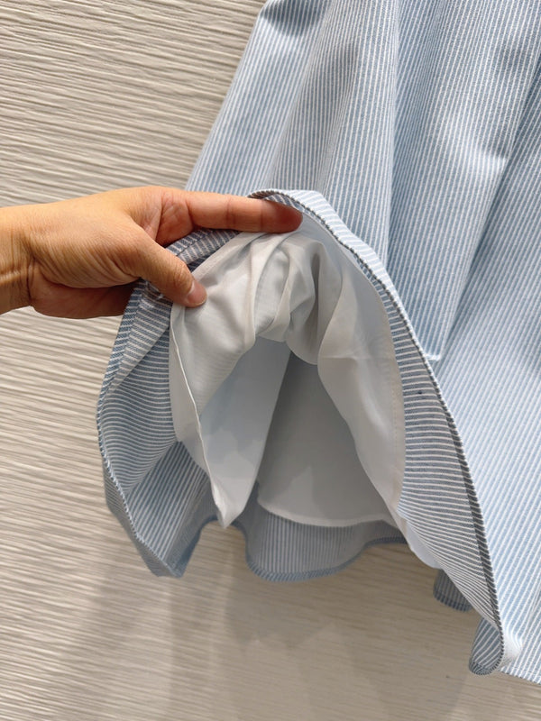Miu 26s Vest Dress Light Blue White Cotton 394977