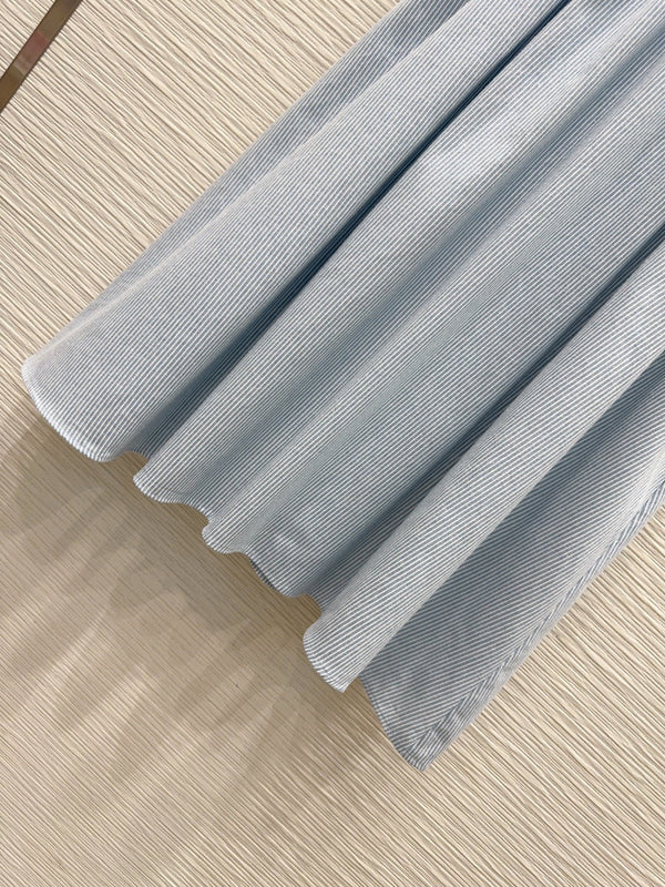 Miu 26s Vest Dress Light Blue White Cotton 394977