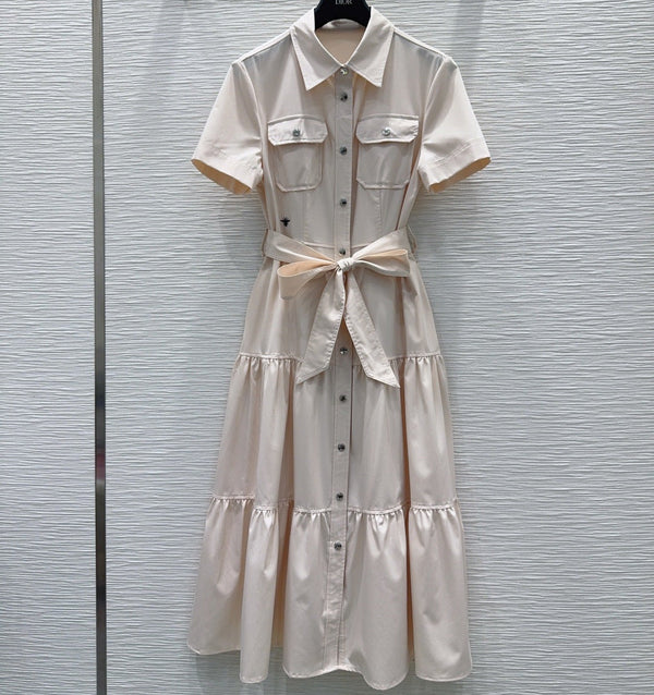 CD 26s Tiered Midi Dress Ivory Polyester 394984