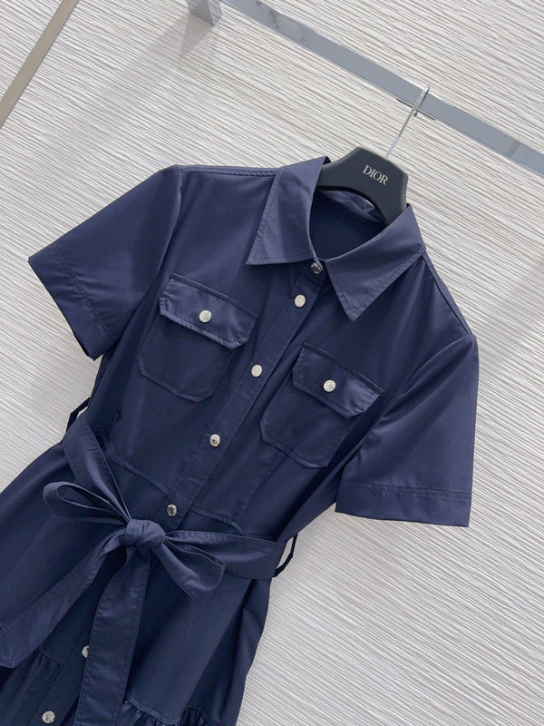 CD 26s Tiered Midi Dress Blue Polyester 394981