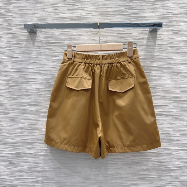 Miu 26s Set Striped Polo Top Short Khahi Brown Cotton 394889